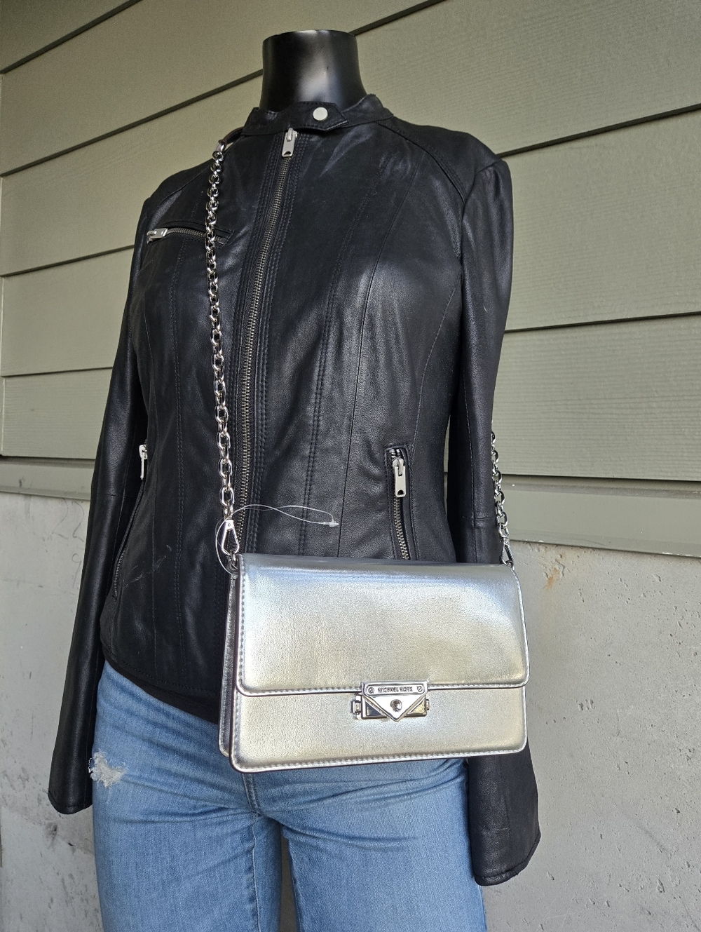 Michael Kors Cece Metallic Crossbody Clutch